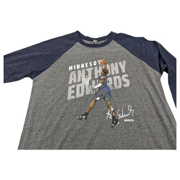 NBA Minnesota Timberwolves Anthony Edwards Mens Size M Raglan Sleeve - Picture 2 of 9
